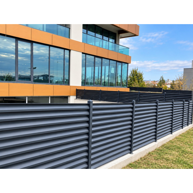 Steel Louvered Fence — Posts Bolted to Concrete