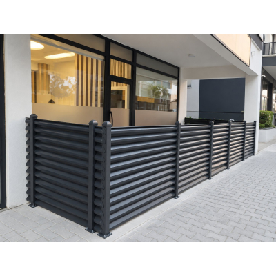 Steel Louvered Fence — Posts Bolted to Concrete