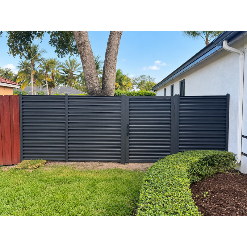Steel Louvered Fence — Posts Set in Soil