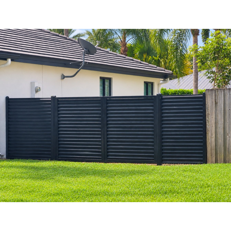 Steel Louvered Fence — Posts Set in Soil