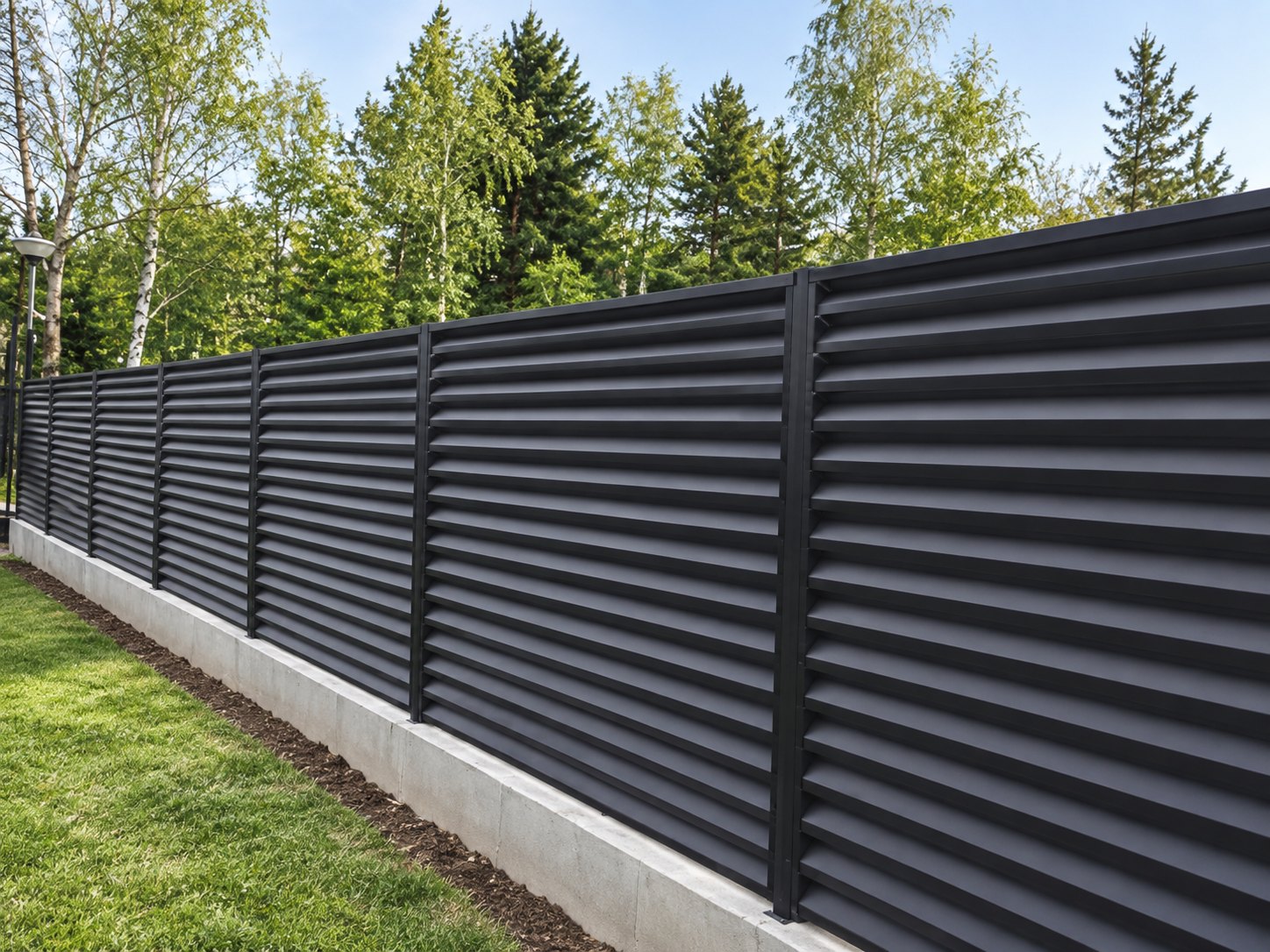 Louvered steel fence