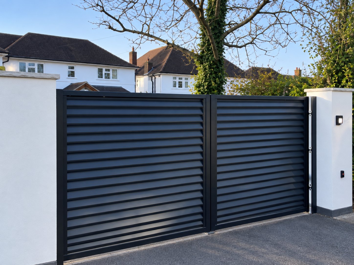 Louvered steel gates